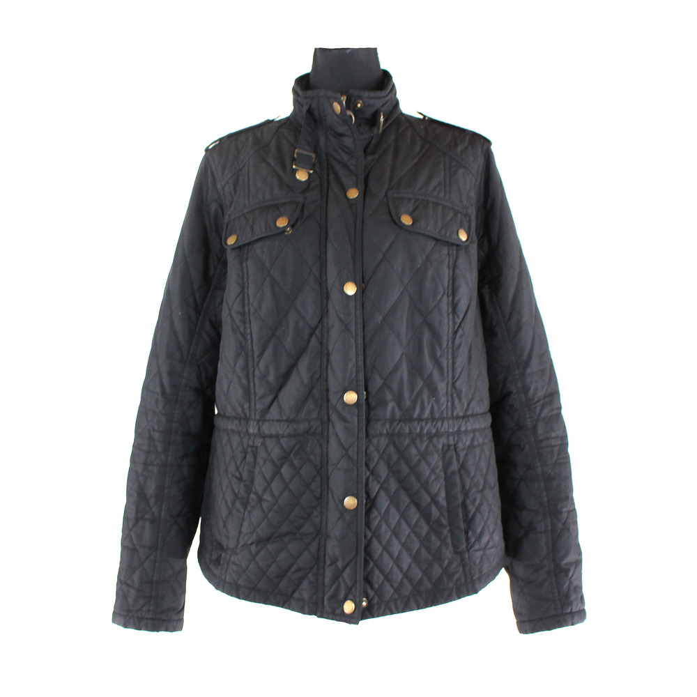 Barbour Black Quilted Utility Jacket with Gold Hardware